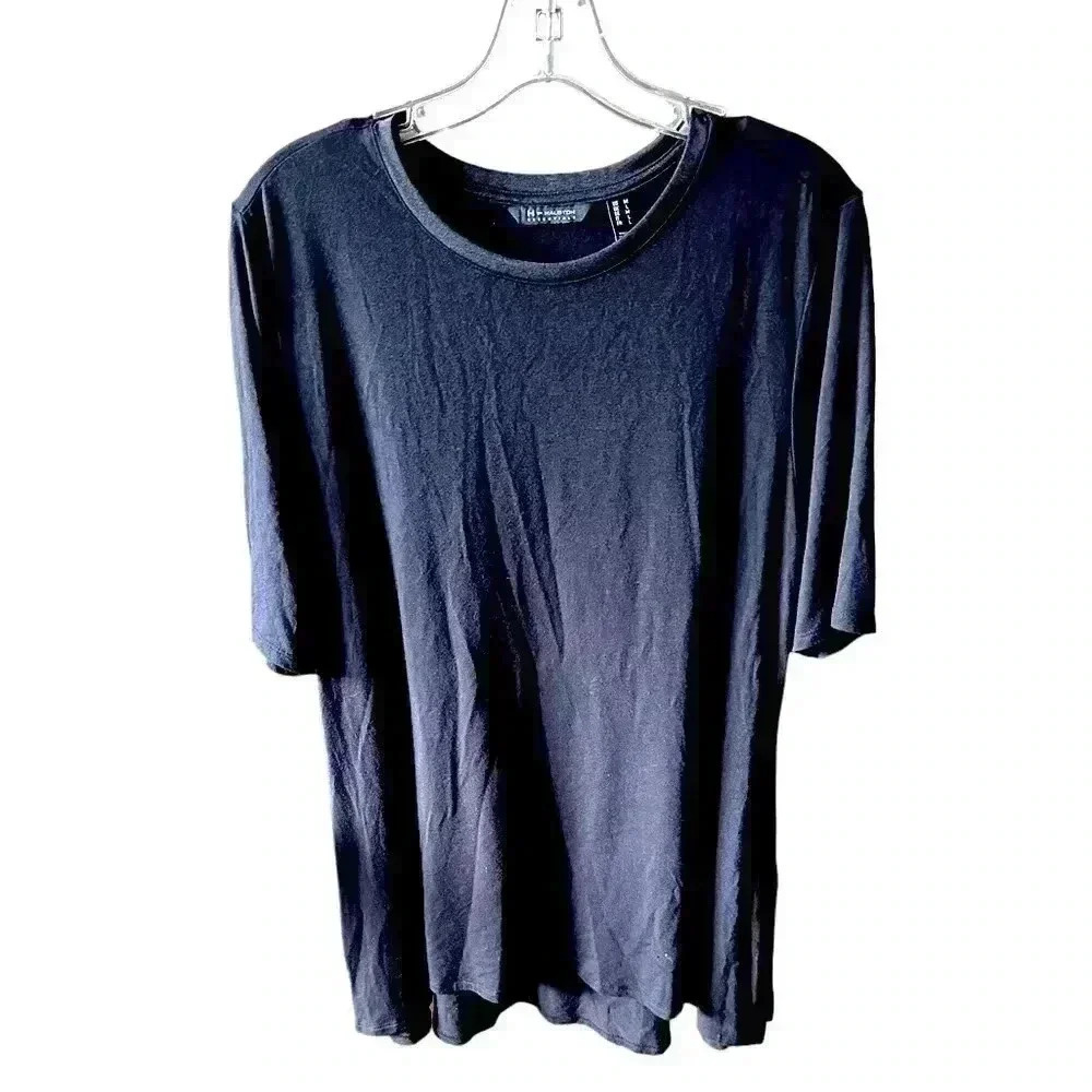 H by Halston Essentials modal medium black short sleeve tunic top VGUC.